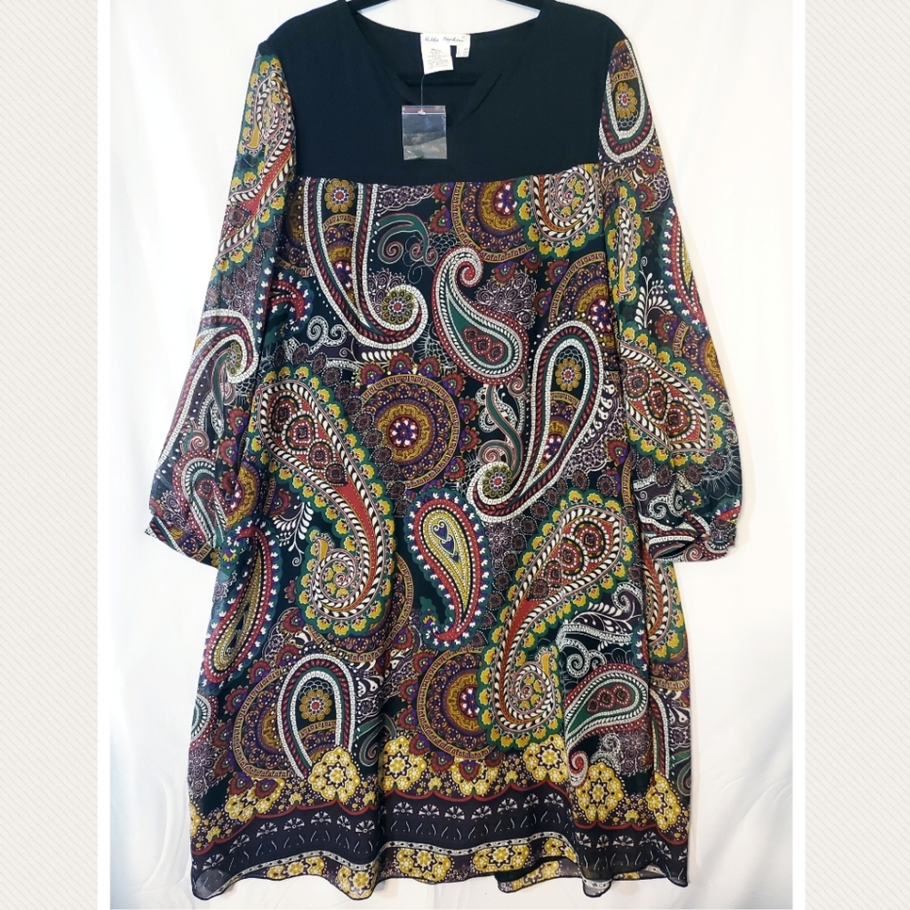 NWOT Ulla Popken Paisley Dress 1x